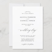 Elegant black and white classic minimalist wedding invitation | Zazzle