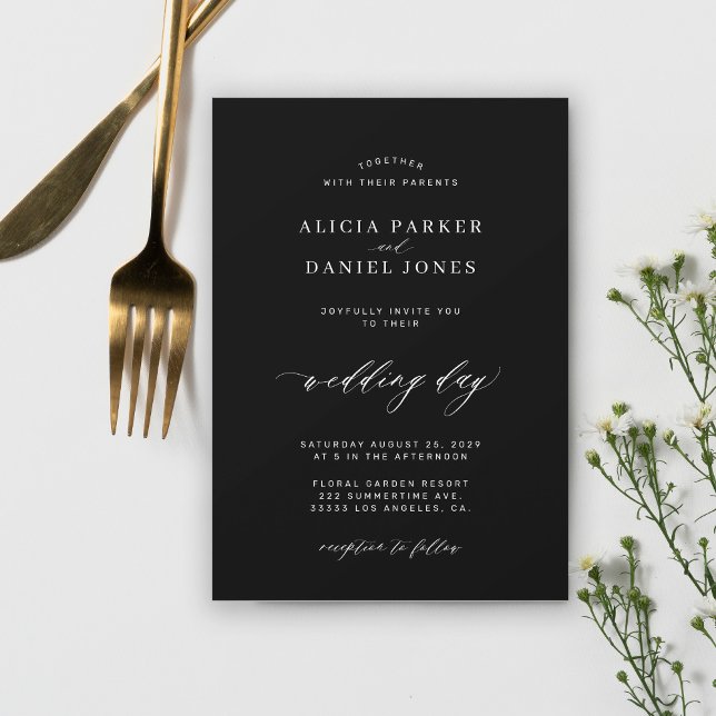 Elegant black and white classic minimalist wedding invitation (Creator Uploaded)