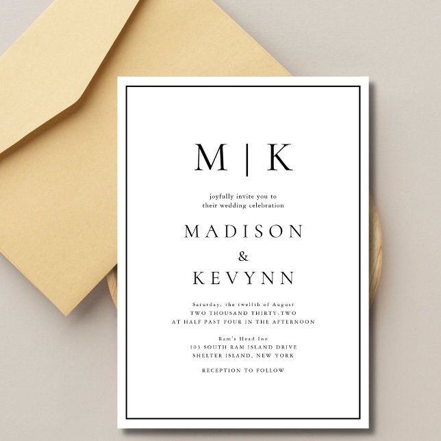 Elegant Black and White Classic Wedding Invitation (Creator Uploaded)