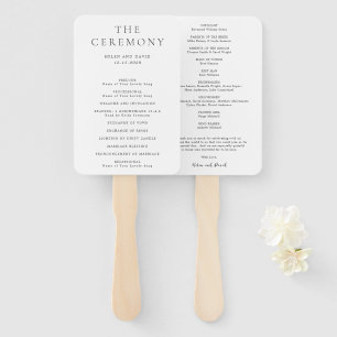Elegant Black and White Classic Wedding Program Hand Fan