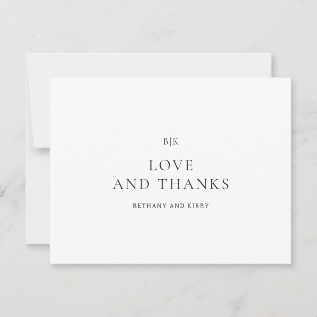 Elegant Black and White Classic Wedding Thank You Card (Front)
