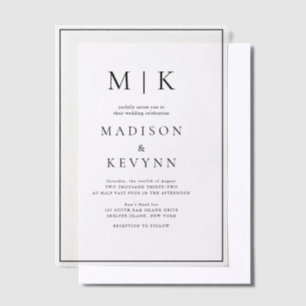 Elegant Black and White Classic Wedding Vellum Invitations