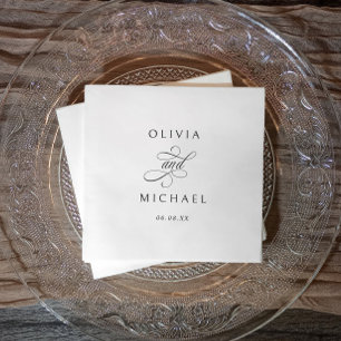 Elegant Black and White Classy Minimalist Wedding Napkins