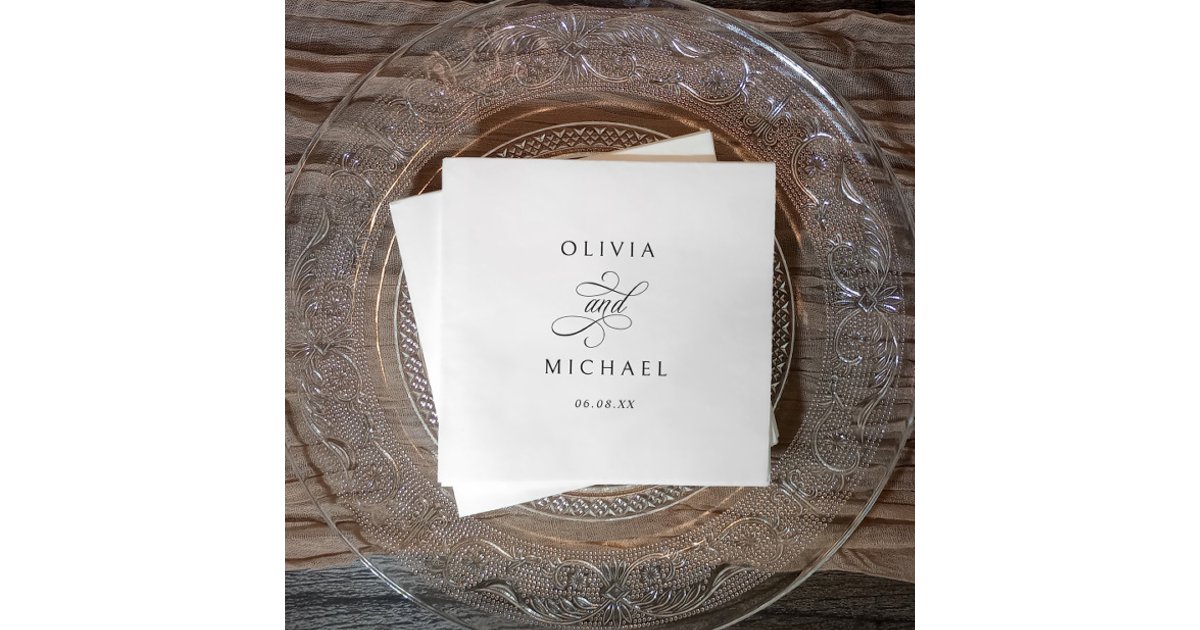 Elegant Black and White Classy Minimalist Wedding Napkins | Zazzle