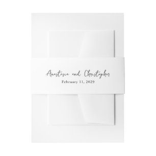Elegant Black and White Clean Wedding Invitation Belly Band