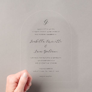 Elegant Black and White Coastal Chic Wedding Acrylic Invitations