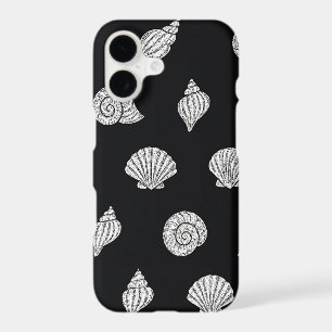 Elegant Black and White Coastal Seashells iPhone 17 Case
