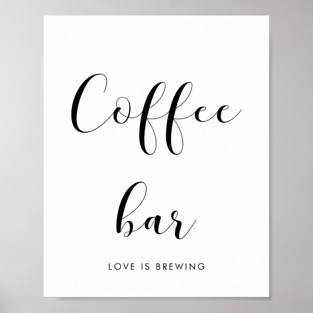 Elegant black and white Coffee bar wedding sign (Front)