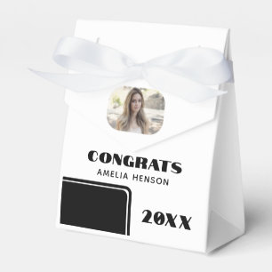 Elegant Black and White Congrats Graduate Photo Favor Boxes