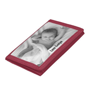 Elegant Black and White Customizable Photo Frame Tri-fold Wallet