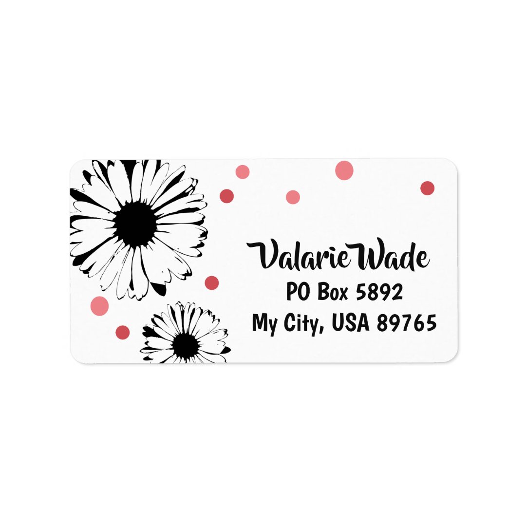 Elegant Black and White Daisy address label | Zazzle