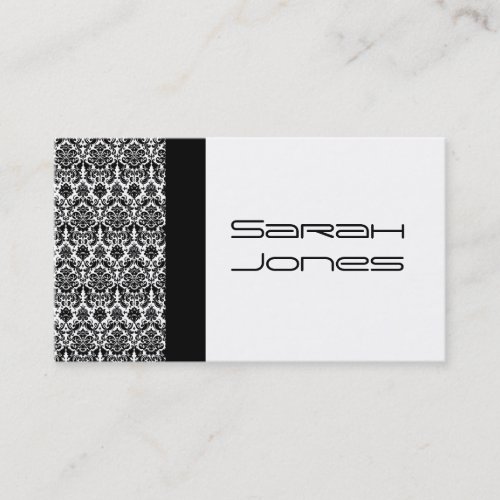 Elegant Black and White Damask Busines Card Business Card Template
