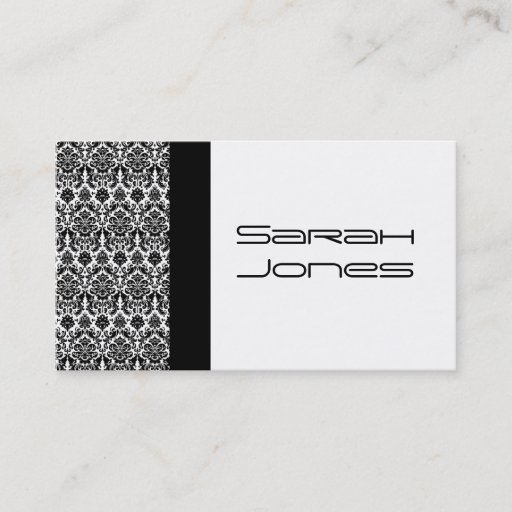Customizable Elegant Black and White Damask Busines Card Business Card Template