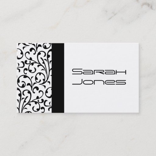 Customizable Elegant Black and White Damask Busines Card Business Card