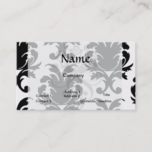 elegant black and white damask business cards