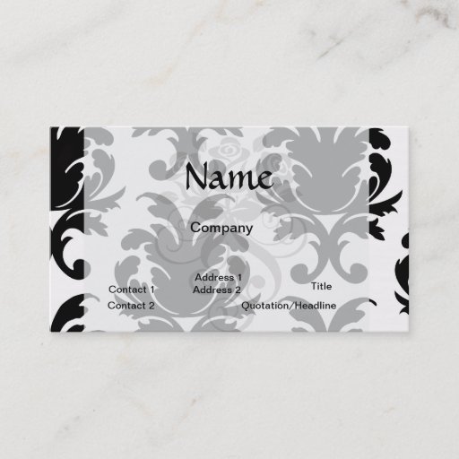 Customizable elegant black and white damask business cards
