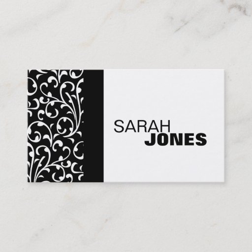 Customizable Elegant Black and White Damask Business Card