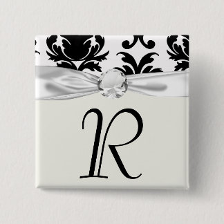 elegant black and white damask button