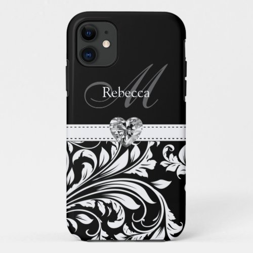 Elegant Black and White Damask iPhone 11 Case