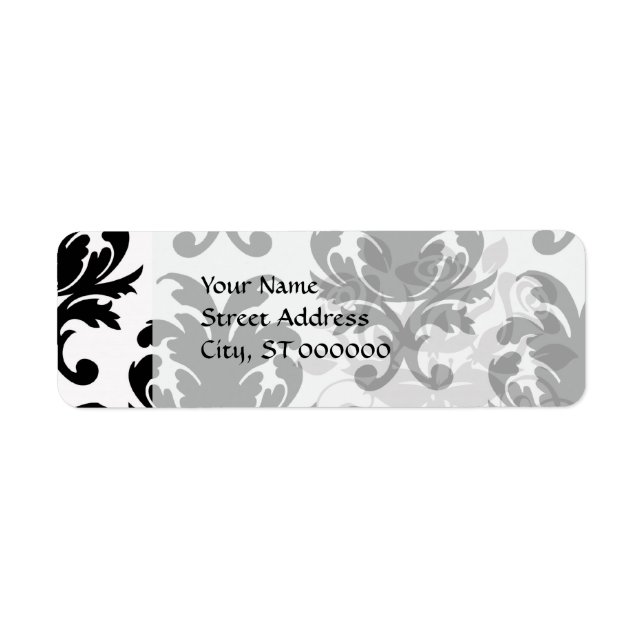 elegant black and white damask label (Front)