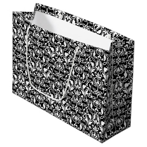 Elegant Black and White Damask Large Gift Bag