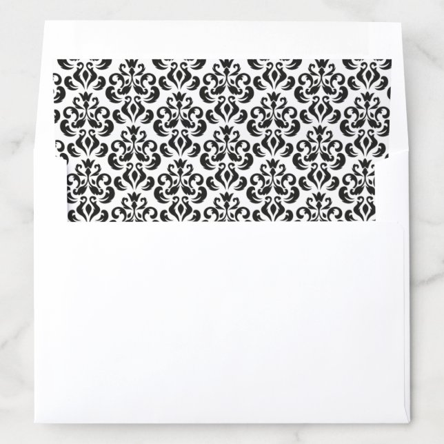 Elegant Black and White Damask Modern Envelope Liner (In Envelope)