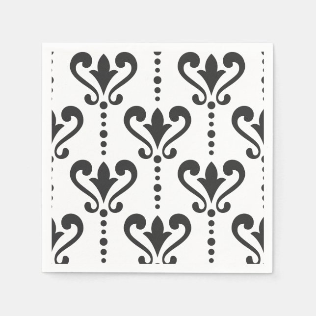 Elegant Black and White Damask Napkins (Front)
