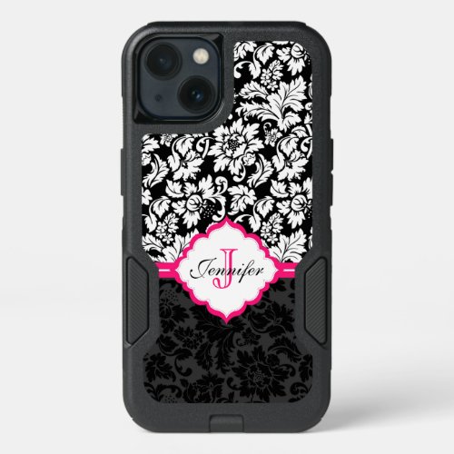 Elegant Black And White Damask iPhone 13 Case