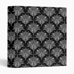Elegant Black and White Damask Pattern Binder