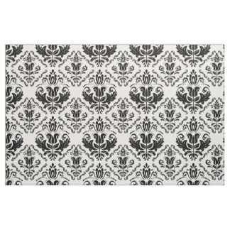 Elegant Black and White Damask Pattern Fabric