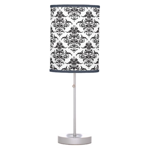 Elegant Black and White Damask pattern Table Lamp
