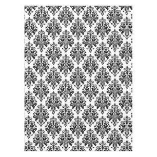 Elegant Black and White Damask Pattern Tablecloth