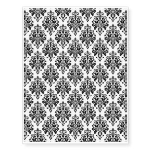 Elegant Black and White Damask Pattern Temporary Tattoos