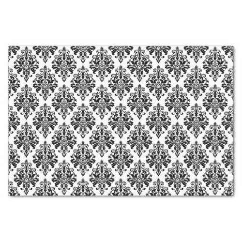 Elegant Black and White Damask Pattern Tissue Paper
