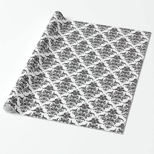 Elegant Black and White Damask pattern Wrapping Paper