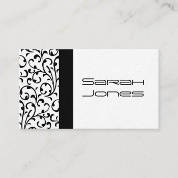 Elegant Black And White Damask Professional Business Card by DamaskGallery at Zazzle