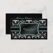 Elegant Black and White Damask Salon and Spa Business Card (Front/Back)