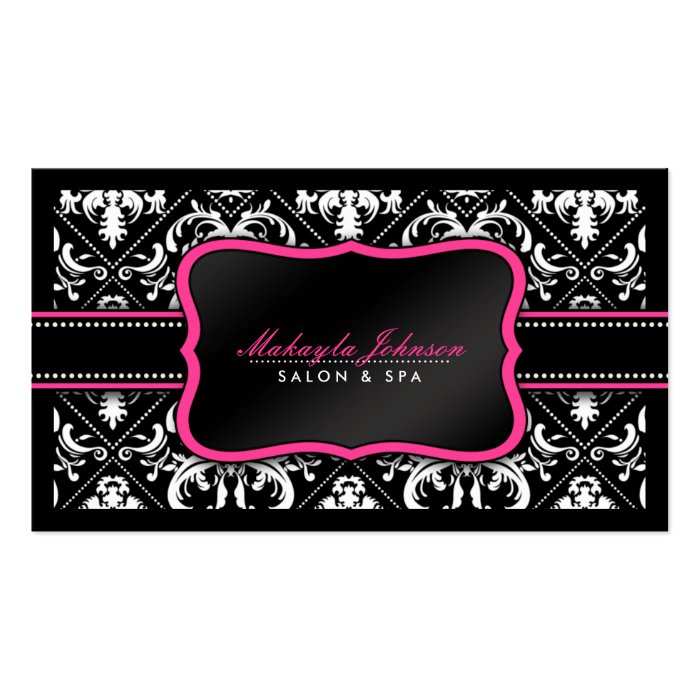 Elegant Black and White Damask Salon and Spa Business Card Template