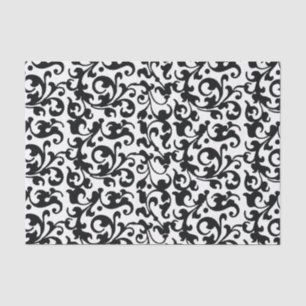 Elegant Black and White Damask Swirls Tissue Paper