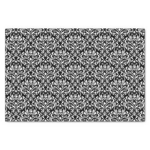 Elegant Black And White Damask Tissue Paper