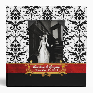 Elegant Black and White Damask Wedding Binder