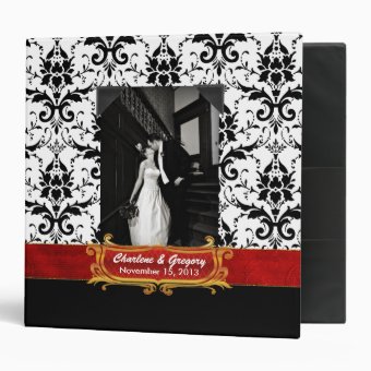 Elegant Black and White Damask Wedding Binder | Zazzle