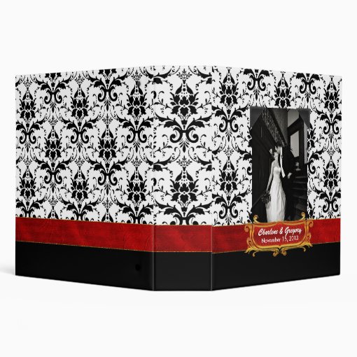 Elegant Black and White Damask Wedding Binder | Zazzle