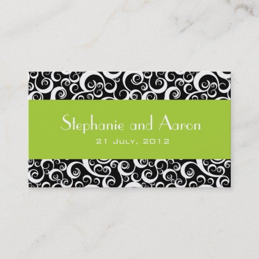 Customizable Elegant Black and White Damask Wedding Card Business Card