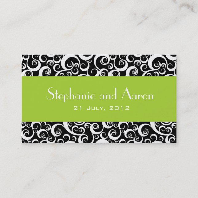 Elegant Black and White Damask Wedding Card (Front)