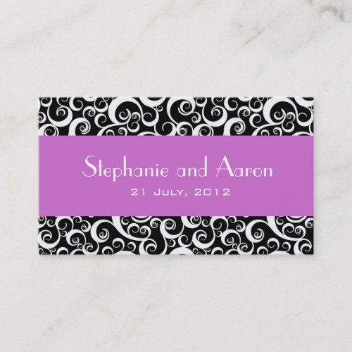 Elegant Black and White Damask Wedding Card Business Card
