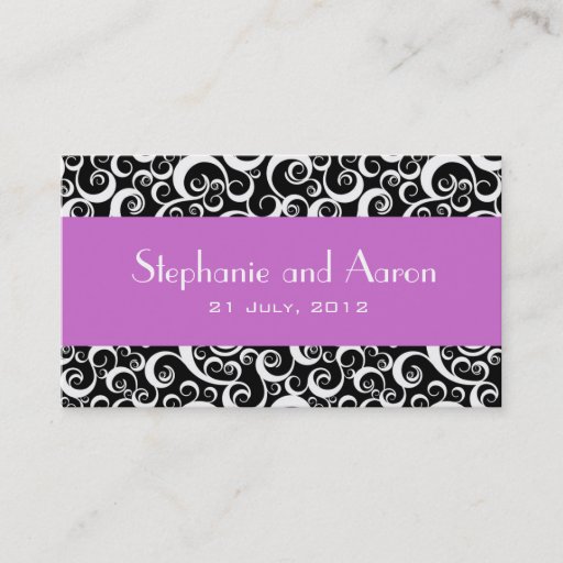 Customizable Elegant Black and White Damask Wedding Card Business Card