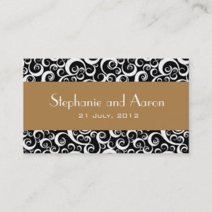 Elegant Black and White Damask Wedding Card