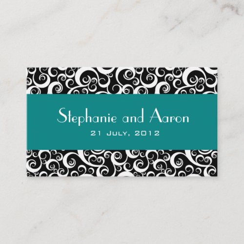 Elegant Black and White Damask Wedding Card Business Card Template