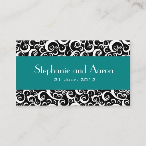Customizable Elegant Black and White Damask Wedding Card Business Card Template